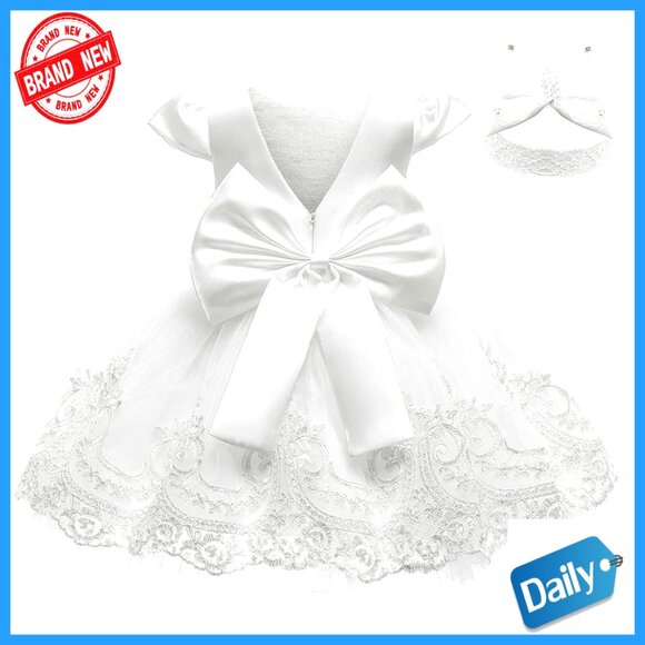 Toddler Girls Formal Lace Embroidered Dress with Headwear 3M-3T -  cruiseboatoman.com